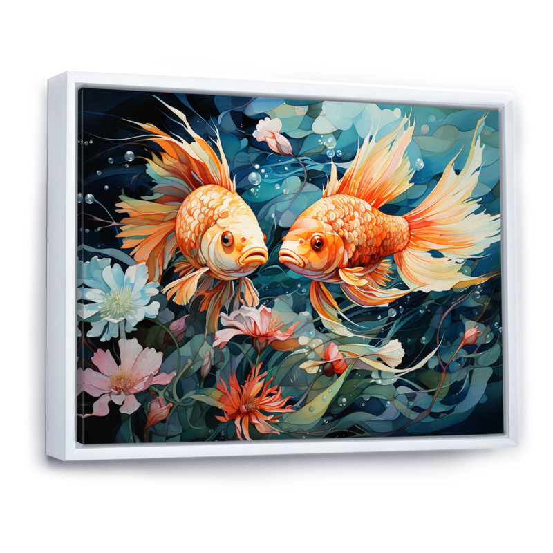 Pêche fantaisiste I - impression, H 12 po x l 20 po x P 1 po, Cadre flottant blanc