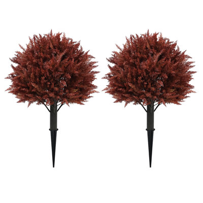Arbustes de cèdre artificiel 24 po avec piquets de sol, plantes d'automne pour la décoration intérieure et extérieure, plantes à feuillage d'automne réalistes pour le jardin, la cour, le patio, le porche et l'entrée