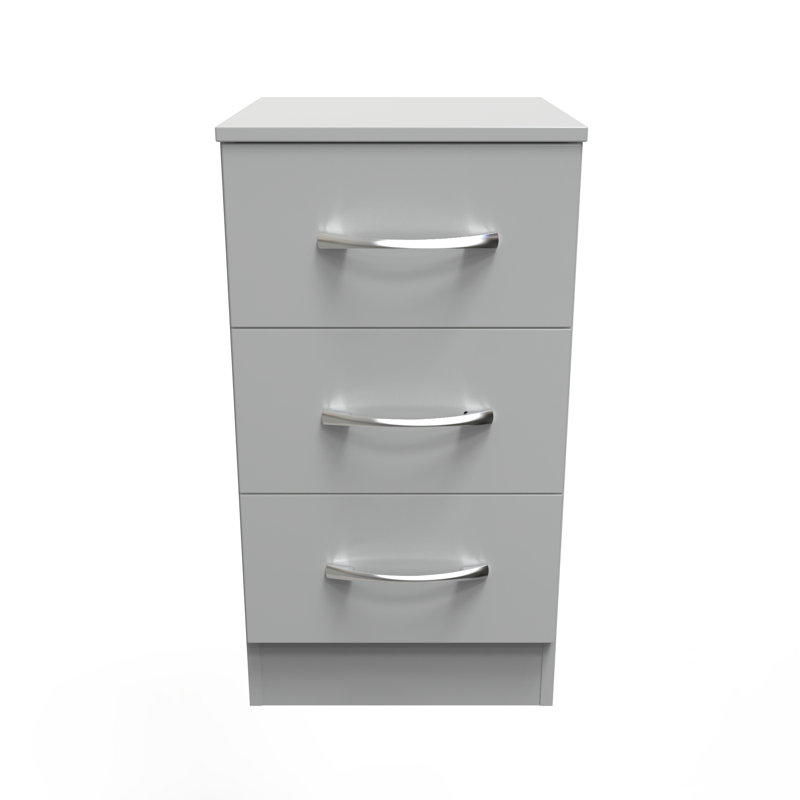 Fully Assembled Lavdi 3 Drawer Bedside Table, Dusk Grey
