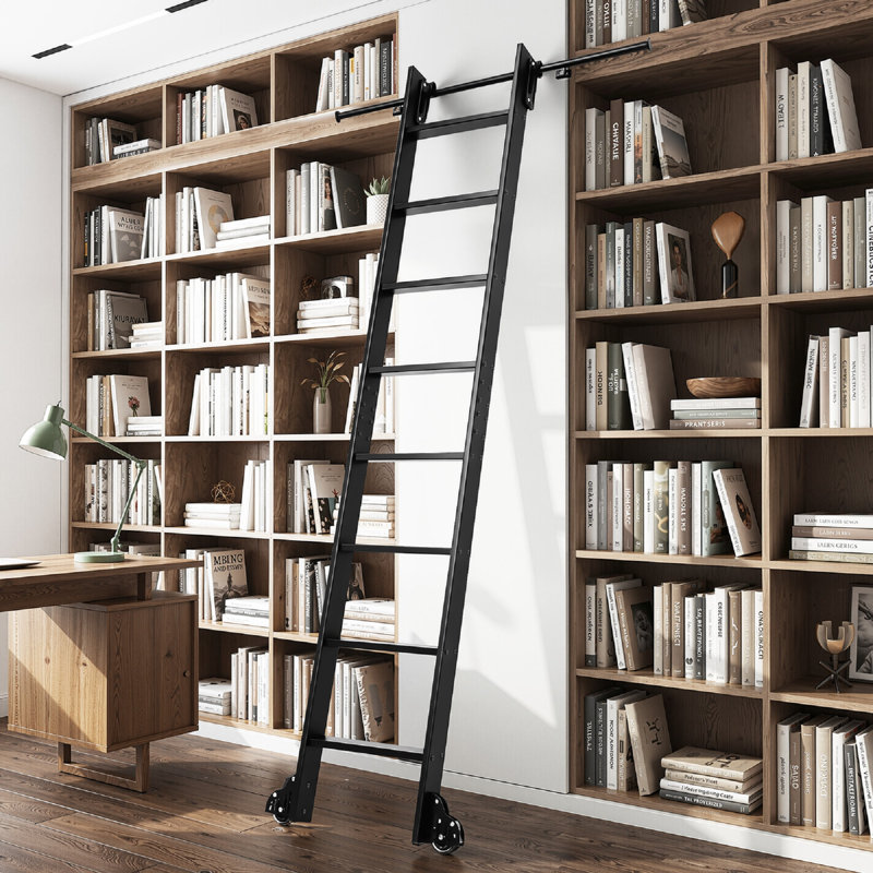 Escabeau 96 po en aluminium avec bibliothèque et roulettes 4 pi pour roulettes