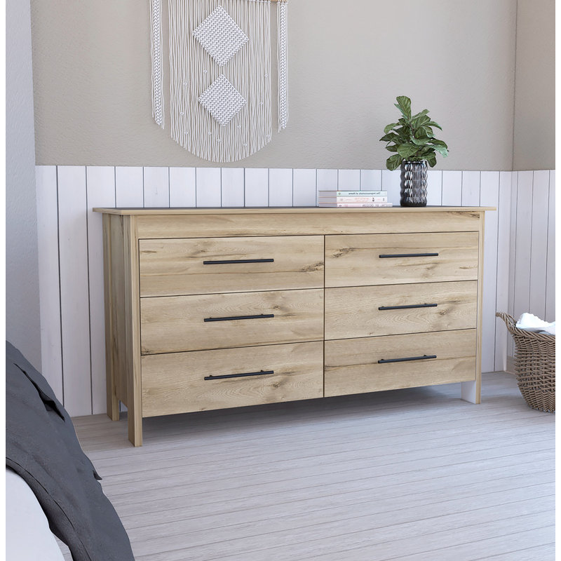 Courtland Southington 6 Drawer Rectangle Dresser, Beige