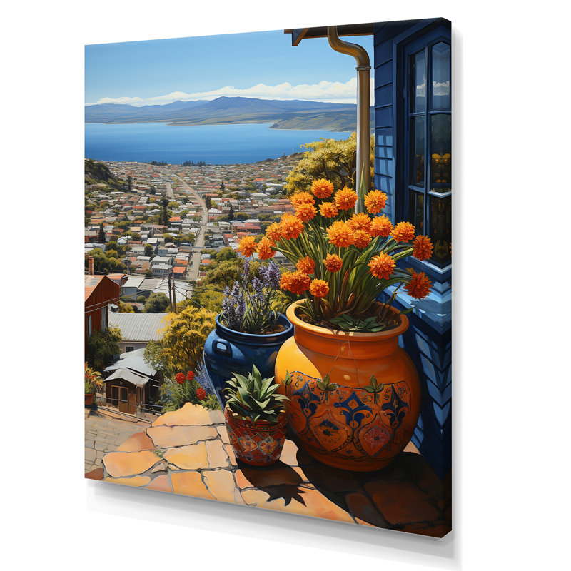 Espagne, Barcelone, Horizon II, art mural Espagne, Toile tendue, H 44 po x l 34 po x P 1,5 po