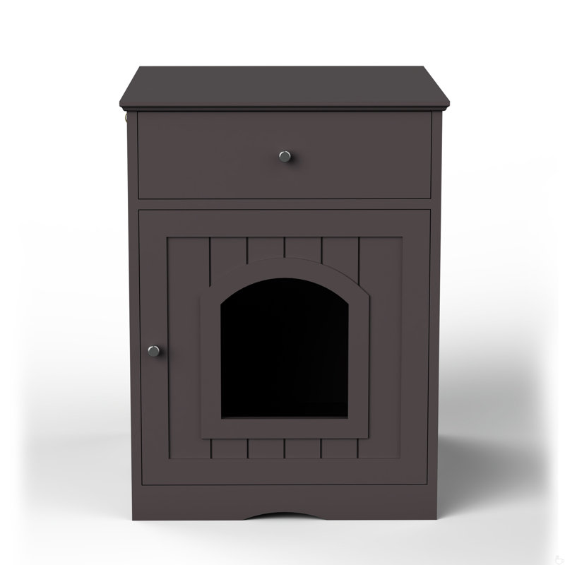 Enceinte en bois pour litière pour chat avec tiroir et table d'appoint