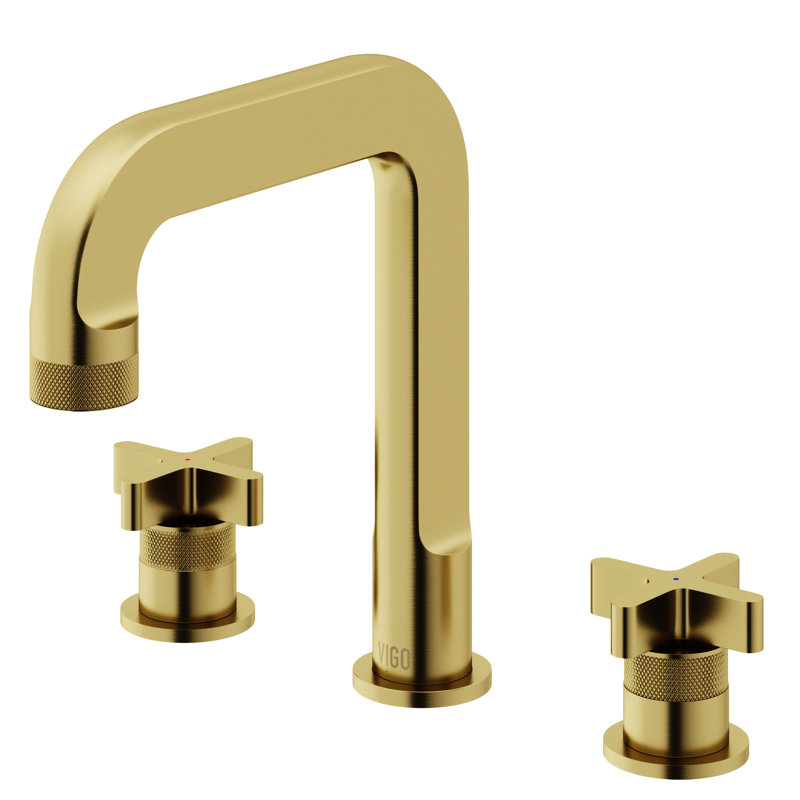 Wythe 9" H Two Handle Widespread Bathroom Faucet, Matte Brushed Gold