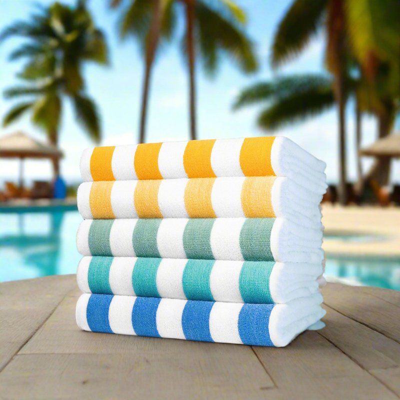 GOC Collection 6 Piece 100% Cotton Light Weight Beach Towel Set by Rifz, Green