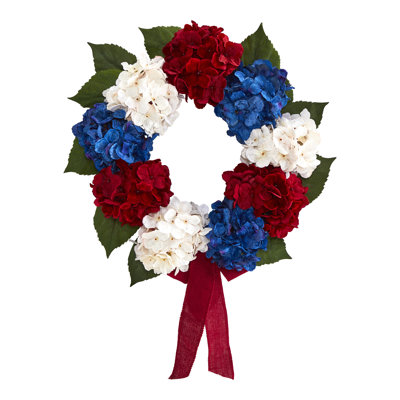 Faux Hydrangea Polyester 24'' Wreath