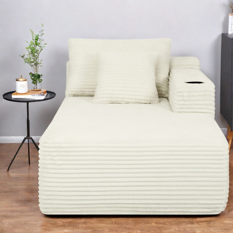 Canapés d'angle à compression, canapé méridienne Cloud en tissu peluche, blanc moderne pour la maison