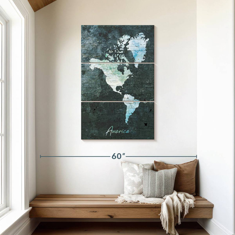 Carte du Continent américain Aliaz, H 45 po x l 28 po