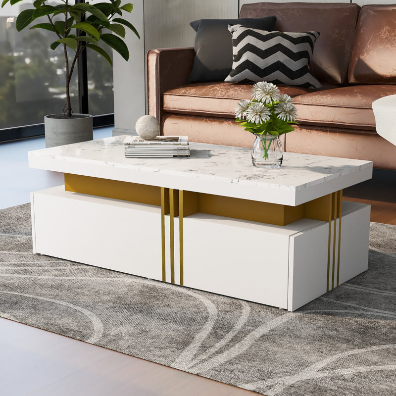 Aftina Coffee Table with Storage, White