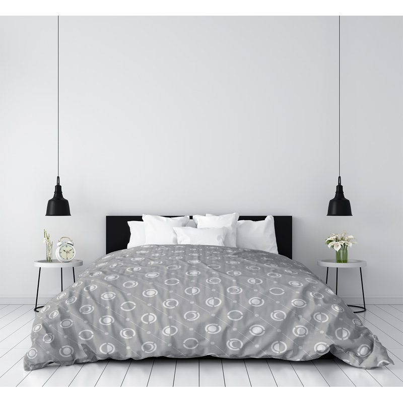 Housse de couette simple Moon phases, Housse de couette pour grand lit, Microfibre, Gris