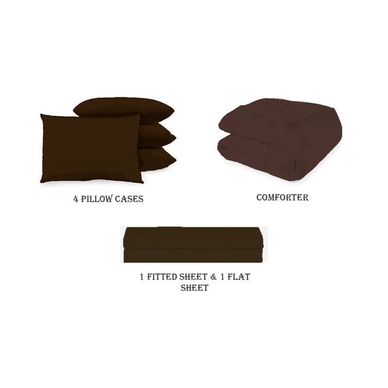 Luxury Soft Down Alternative Microfiber Lightweight Comforter Set Bed in a Bag, Chocolate