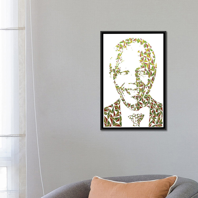 « nelson mandela », impression sur toile, H 48 po x l 32 po x P 1,5 po, Toile avec cadre noir, Pas de tapis