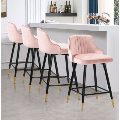 Swivel Upholstered 26"/29" Counter & Bar Stool With Solid Metal Frame and Velvet Back