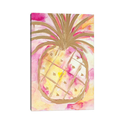 Pink Gold Pineapple by L. Hewitt - Wrapped Canvas Print