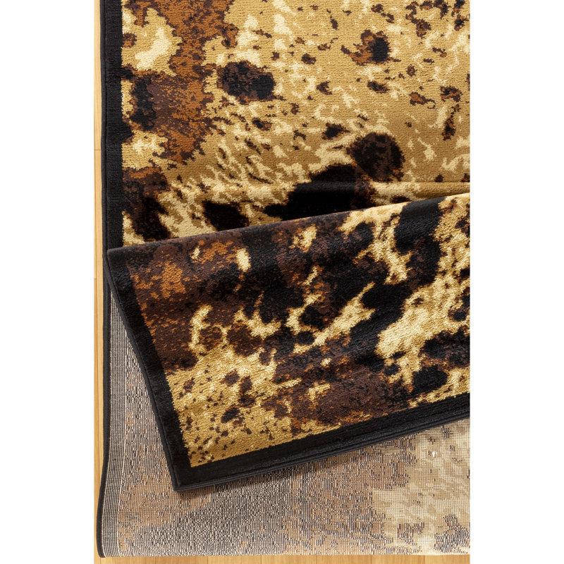 7 Ft. 10 In. X 3 Black Cowhide Design Rug, 100% Polypropylene, Stain , 0.4” Pile Height, Suitable For Entryways Area Jute Backing, & Pet ,