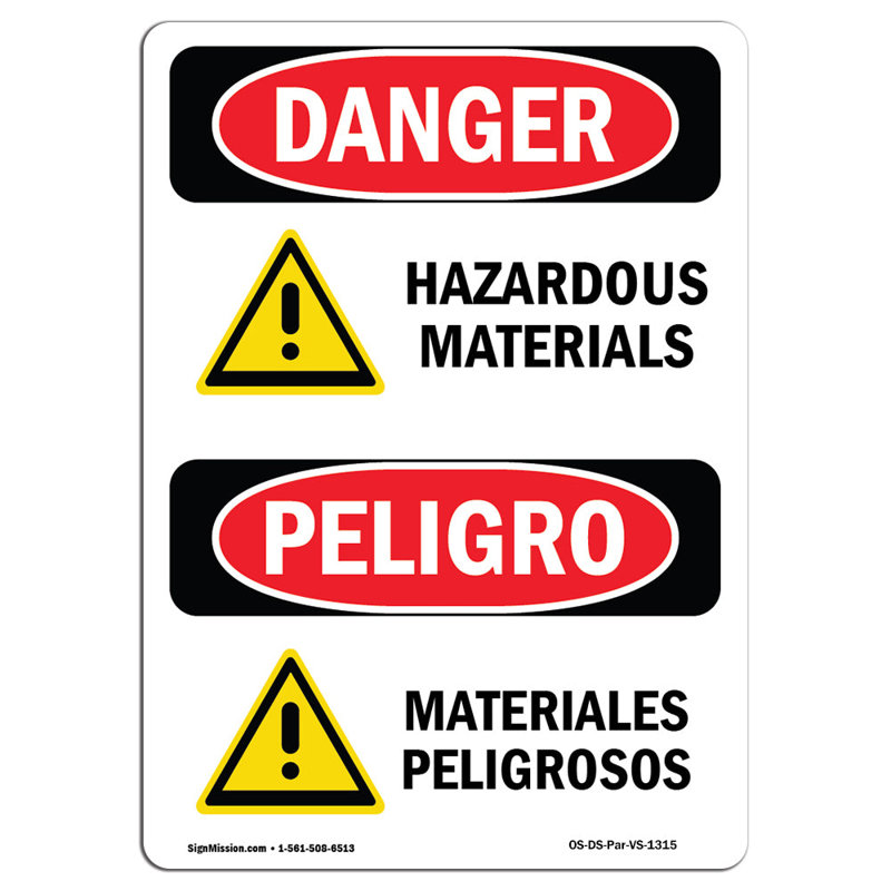 Panneau pour matières dangereuses, H 24 po x l 18 po x P 0,1 po