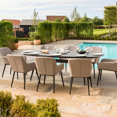 Ironton Outdoor Fabric 8 Seat Oval Dining Set