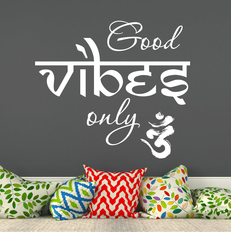 Décalcomanie murale en vinyle good vibes yoga Aldama, Blanc