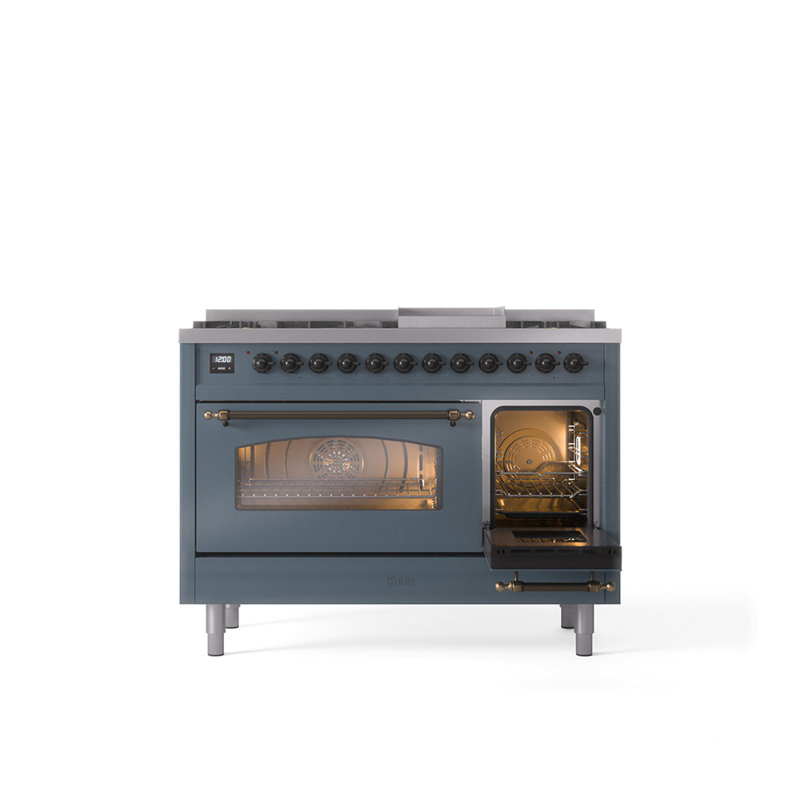 ILVE Nostalgie II 48 Dual Fuel Range , Liquid Propane, Blue/Gray/Bronze