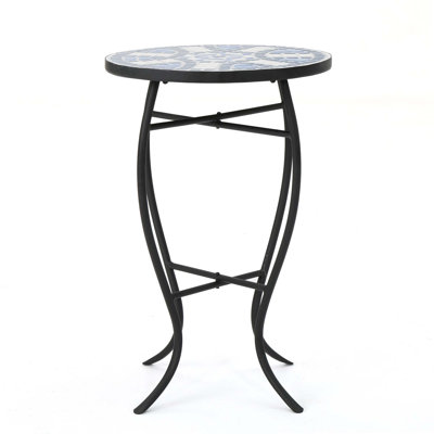 Elegant Outdoor Side Table with Mosaic Top