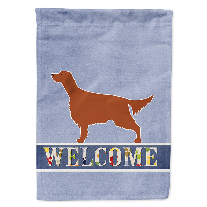 Polyester 2 côtés 40 x 28 po welcome drapeau maison, Setter irlandais debout