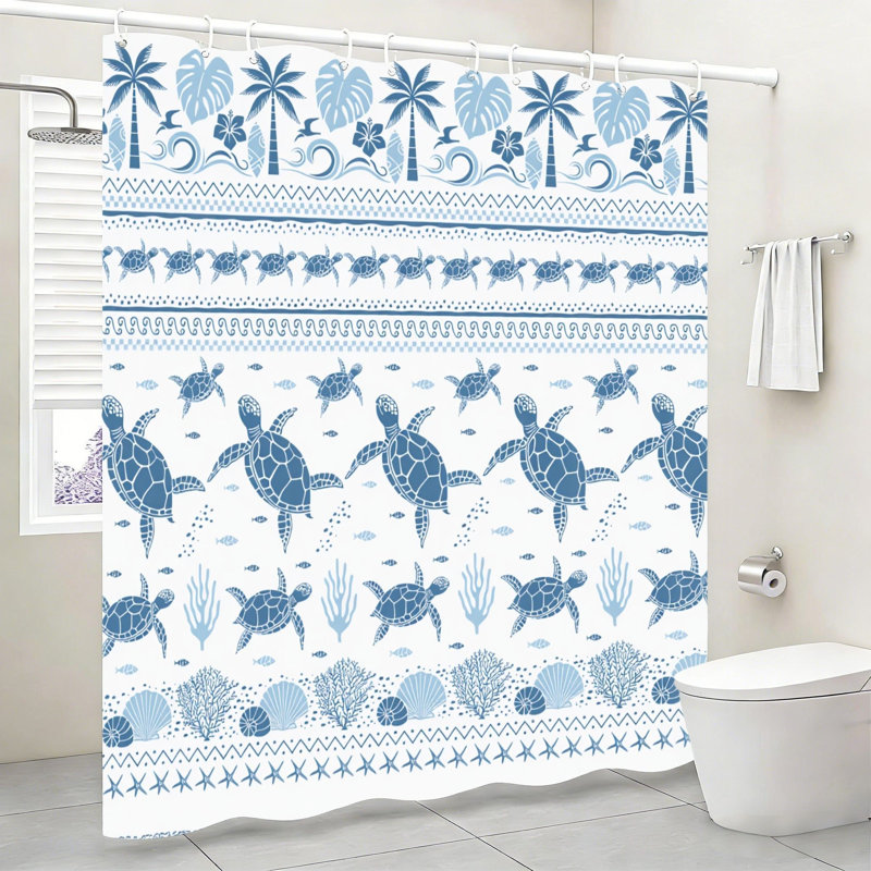 Rideau de douche tribal tortue bleue 72 x 72 pouces