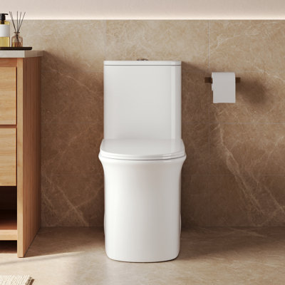 Toilette une pièce avec hauteur de fauteuil ADA, chasse d'eau à haute efficacité 1000g et double chasse 0,8 / 1,28 GPF, cuvette de toilette moderne pour installation brute de 12 po