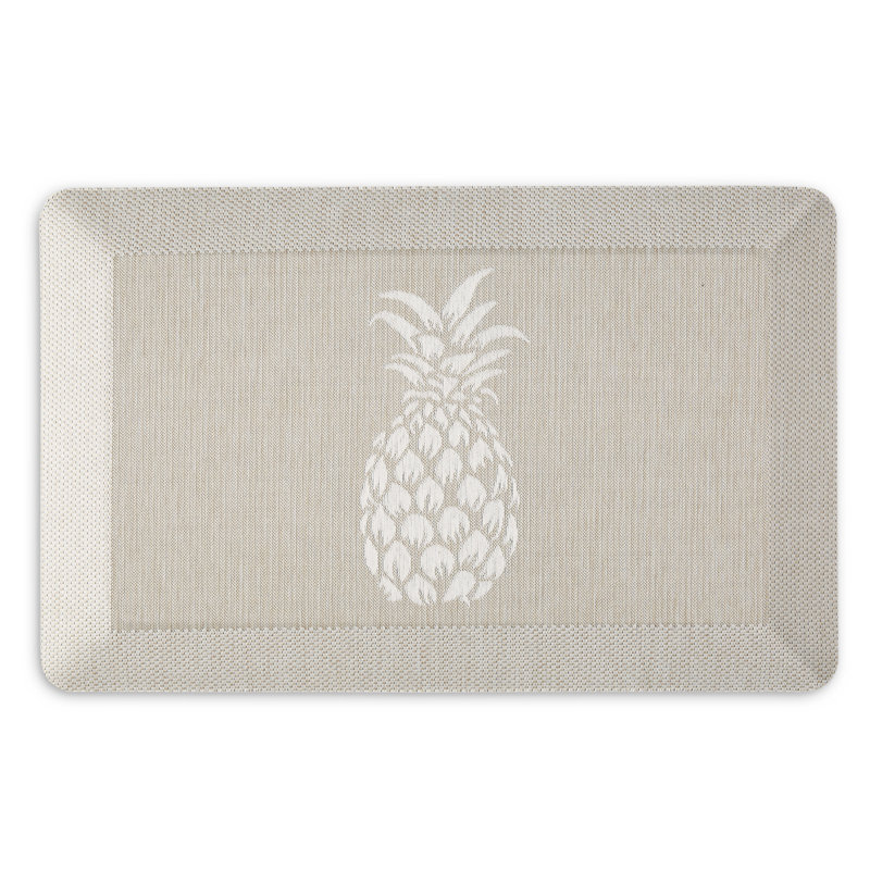 Martha Stewart Aloha Modern Pineapple Anti-Fatigue Air-Infused Kitchen Mat, Rectangle 19.6" x 32", Coffee
