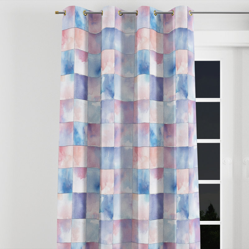 French Country Curtains for bedroom - Transitional Bolanger Grommet Curtain - 1 Panel, Gold Grommets, 52" W x 90" L