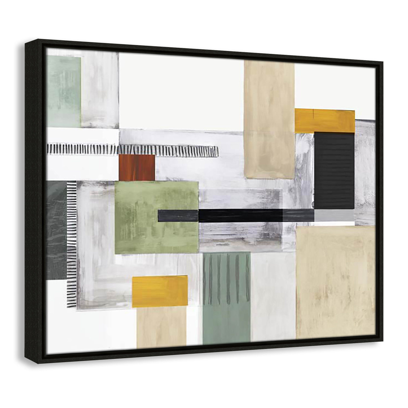 Playful Blocks Print by Tom Reeves, No Mat, Espresso Floater Framed, 23.5" H x 29.5" W x 2" D