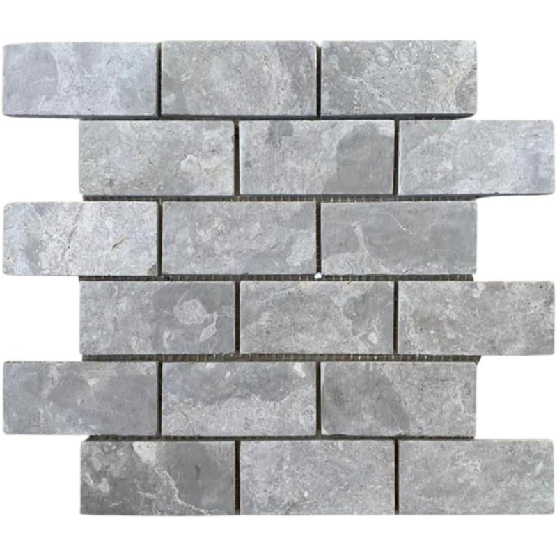 CNK Tile Brick 2"X4" Marble Mosaic Tile, Light Gray