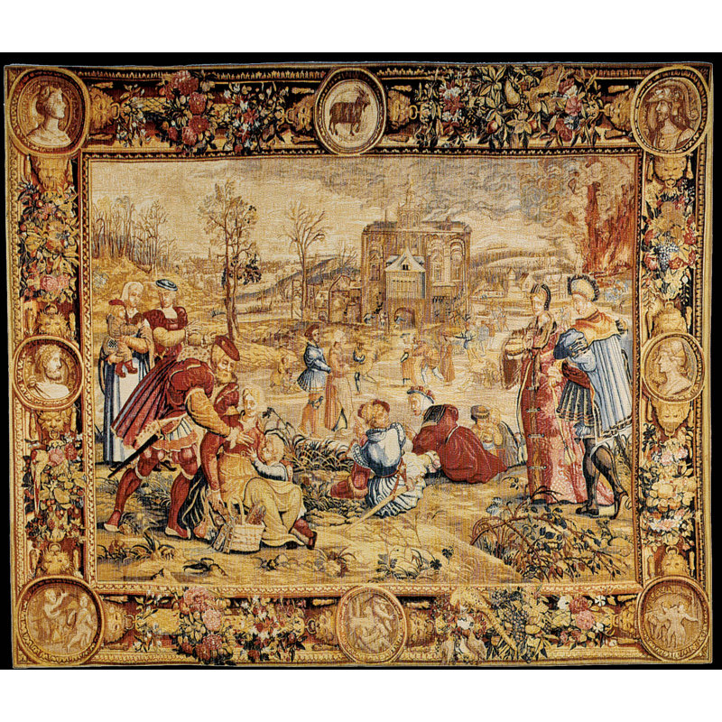 Blended Fabric Tapestry, 59" H x 71" W x 69" D