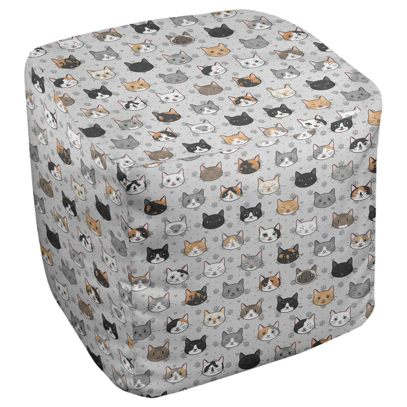 Repose-pieds cubique pour chat kitty Kitterman, H 14,5 po x l 87 po x P 13 po, Gris / Noir / Jaune