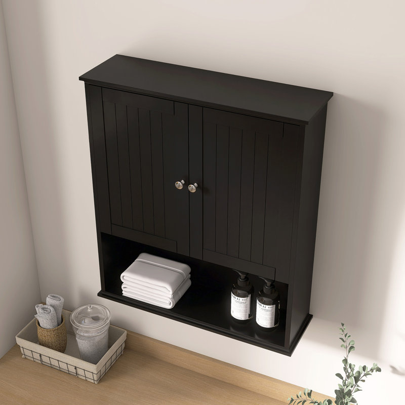 Armoire de rangement murale multifonctionnelle de 26 po, Noir mat