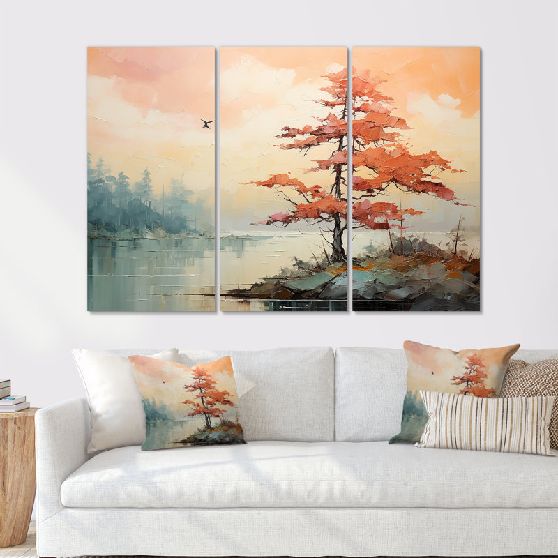 «Expressionist Vibrance Of Raimbow Tree II», ensemble d'art mural sur toile arbre séquoia, Toile tendue