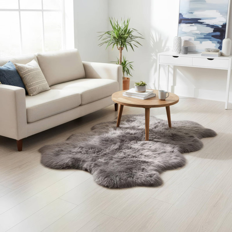 Tapis gris en peau de mouton Bershire, Nouveauté 4 pi x 6 pi