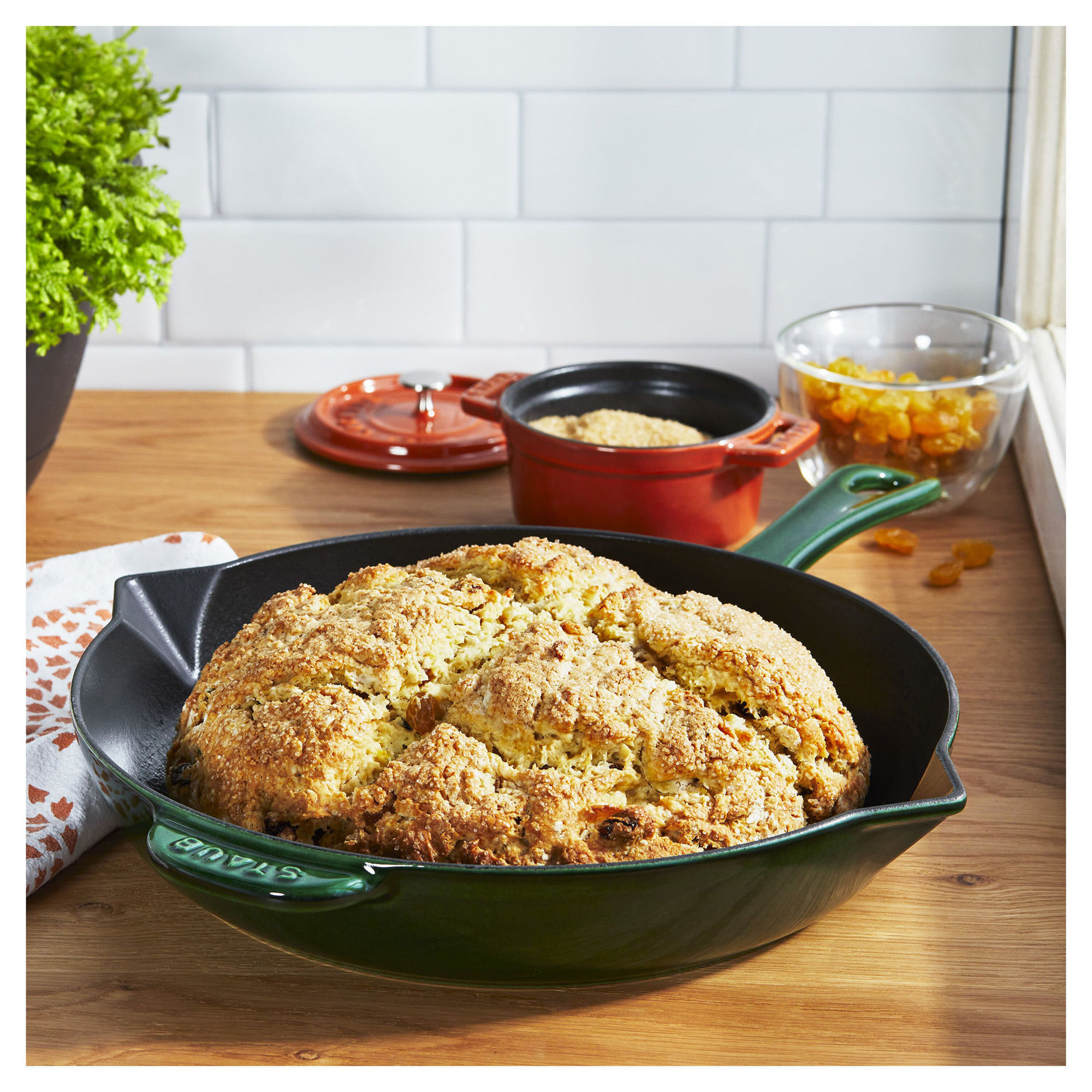 Staub Cast Iron Fry Pan, 12", Basil