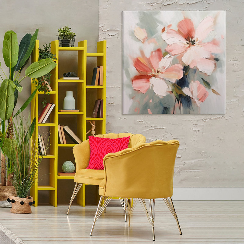  Charmante fleur rose sur toile par Irena Orlov, H 36 po x l 36 po
