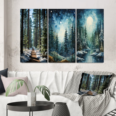 «Winter Snowy Evergreen», 3 pièces sur toile