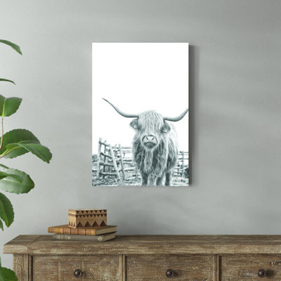 Noir et blanc Highland Cow - impression