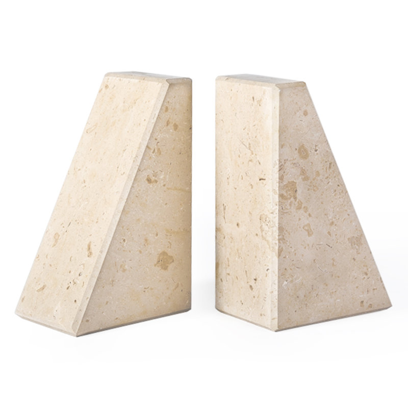 Serre-livres en marbre (ensemble de 2), Beige, H 2,54 po x l 5,93 po x P 3,98 po