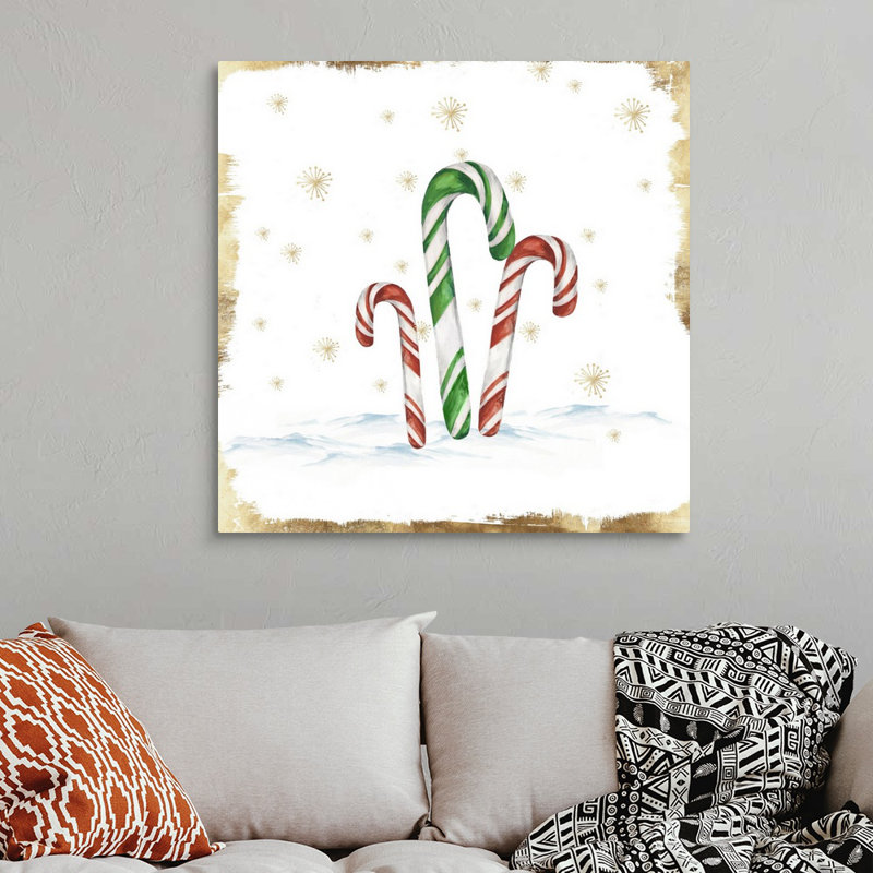 « Snowy Candycanes II », reproduction d’art sur toile, H 20 po x l 20 po x P 1,25 po, Toile tendue