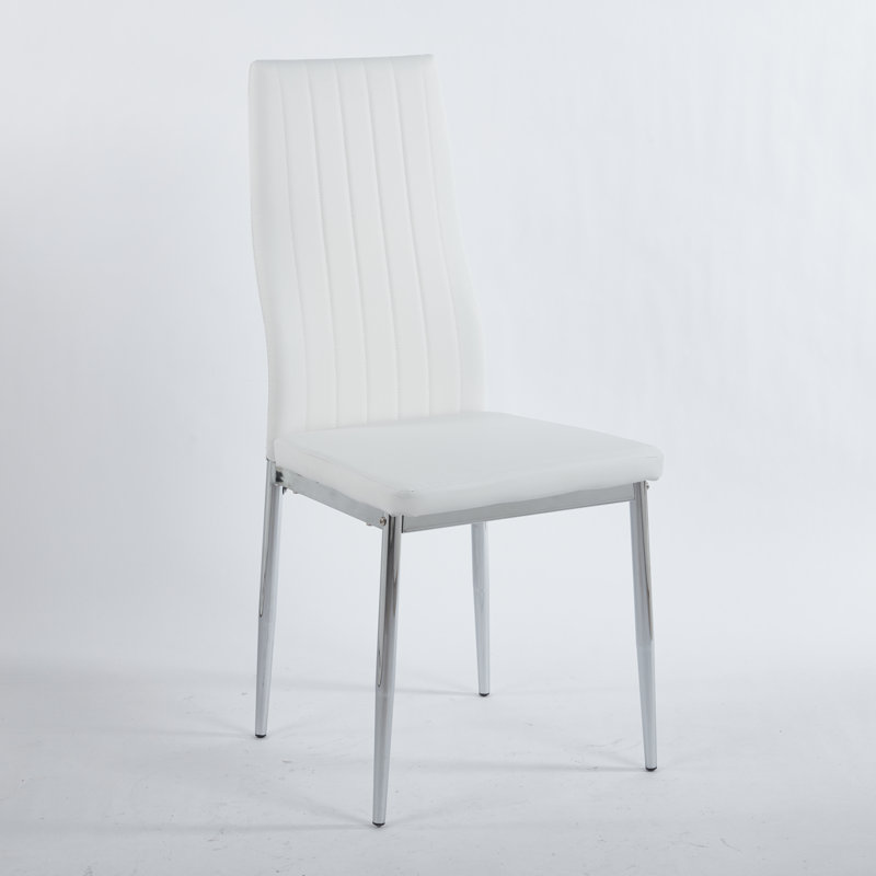 Ensemble de salle à manger 1 + 4,5pièces, pieds de table en métal pour 4-6 personnes avec plateau en verre, Blanc