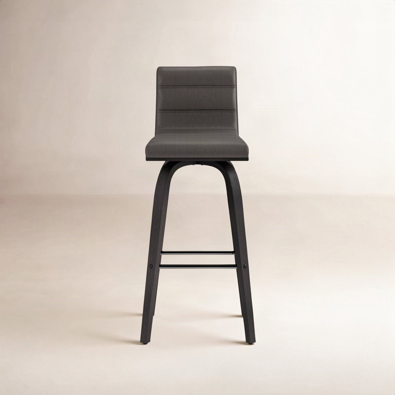 Tabouret de bar et de comptoir Biance, Noir, Similicuir gris, Tabouret de comptoir (siège d'une hauteur de 26 p