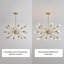 Lustre or 18 lumières Spoutnik, plafonnier moderne de style Mid-Century avec tiges réglables