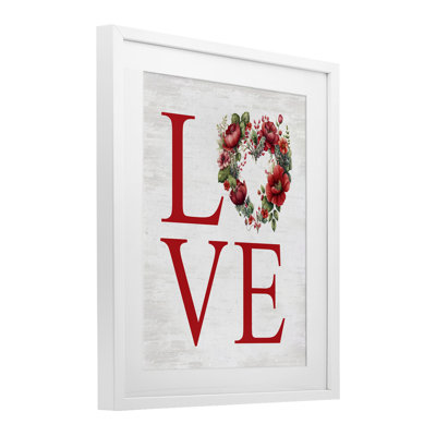 Rustic & Romantic Love Wreath, reproduction encadrée sous verre