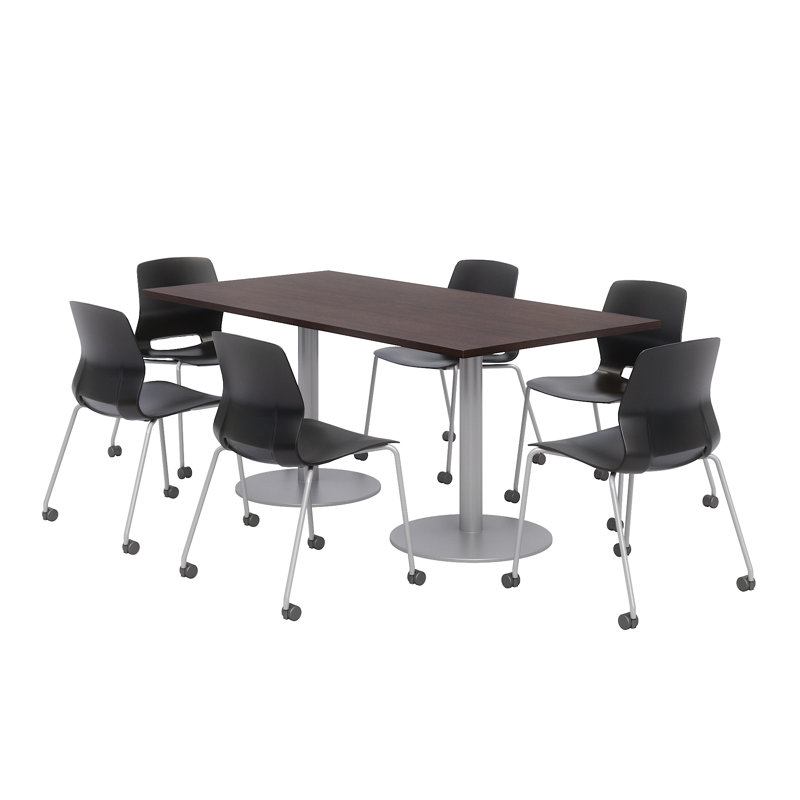 Ensemble de table de salle à manger rectangulaire 72 "et chaise, Espresso, Noir, noir, noir, noir
