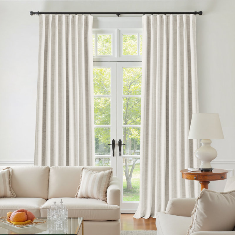 Birglinde Faux Linen Thermal 100% Blackout Curtains (Set of 2), Beige, 50" W x 72" L