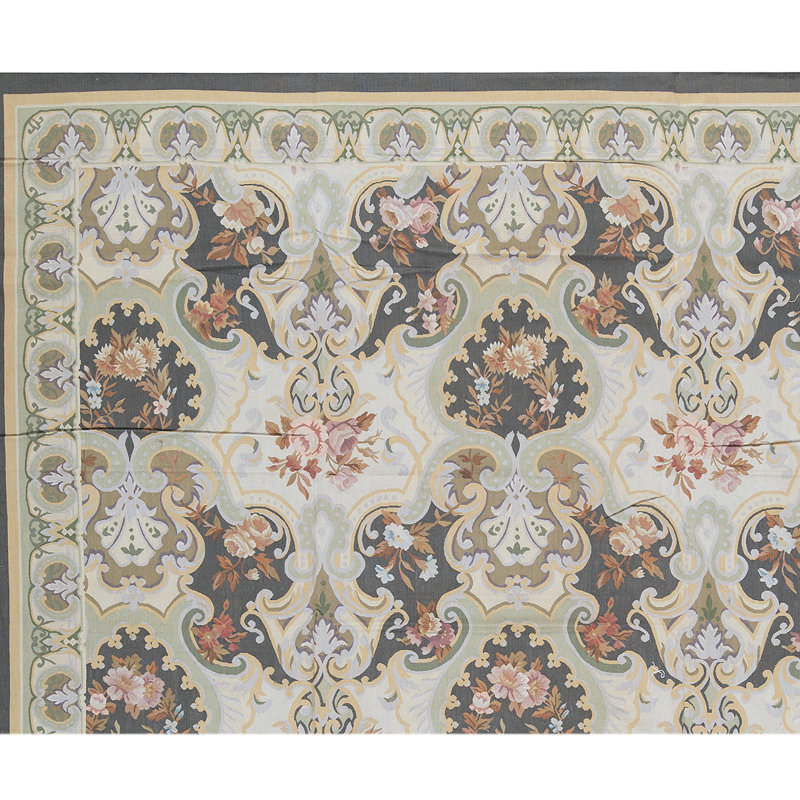 Hand-Knotted High-Quality Green and Green Area Rug