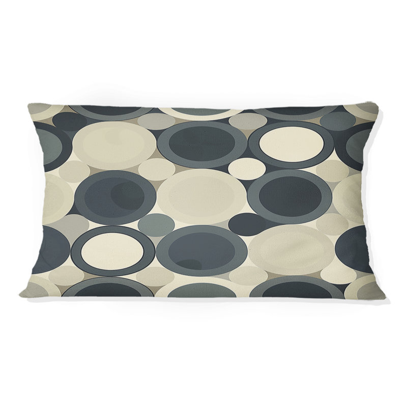 Coussin lombaire gris Mid-Century cercles Art III - Mid-Century